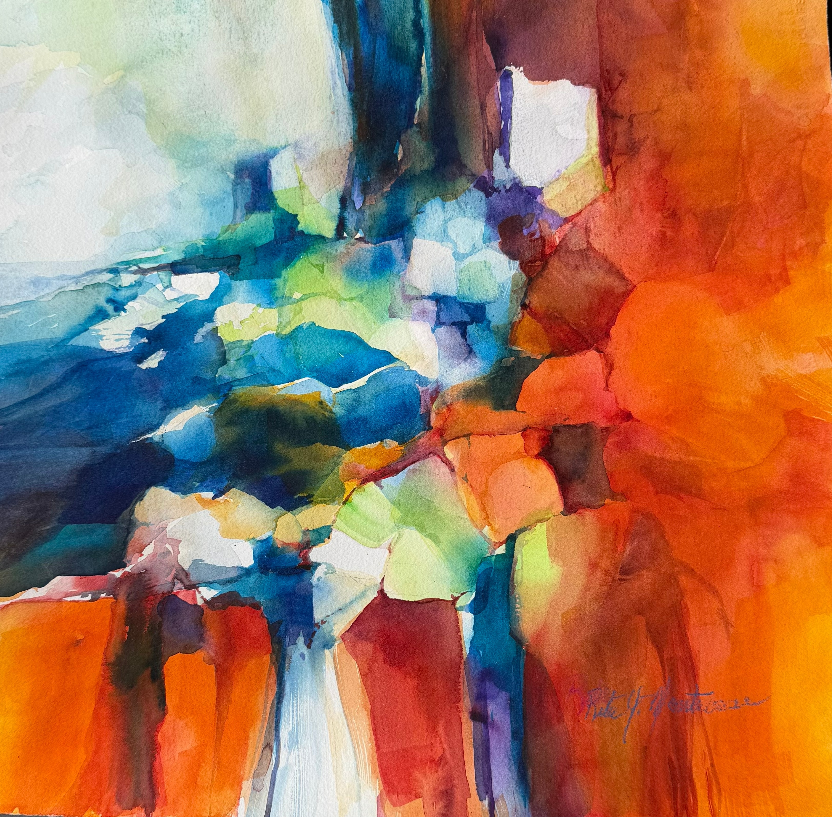 Earth, Water and Sky — Watercolor on paper by Rita Montrosse, fine art painter