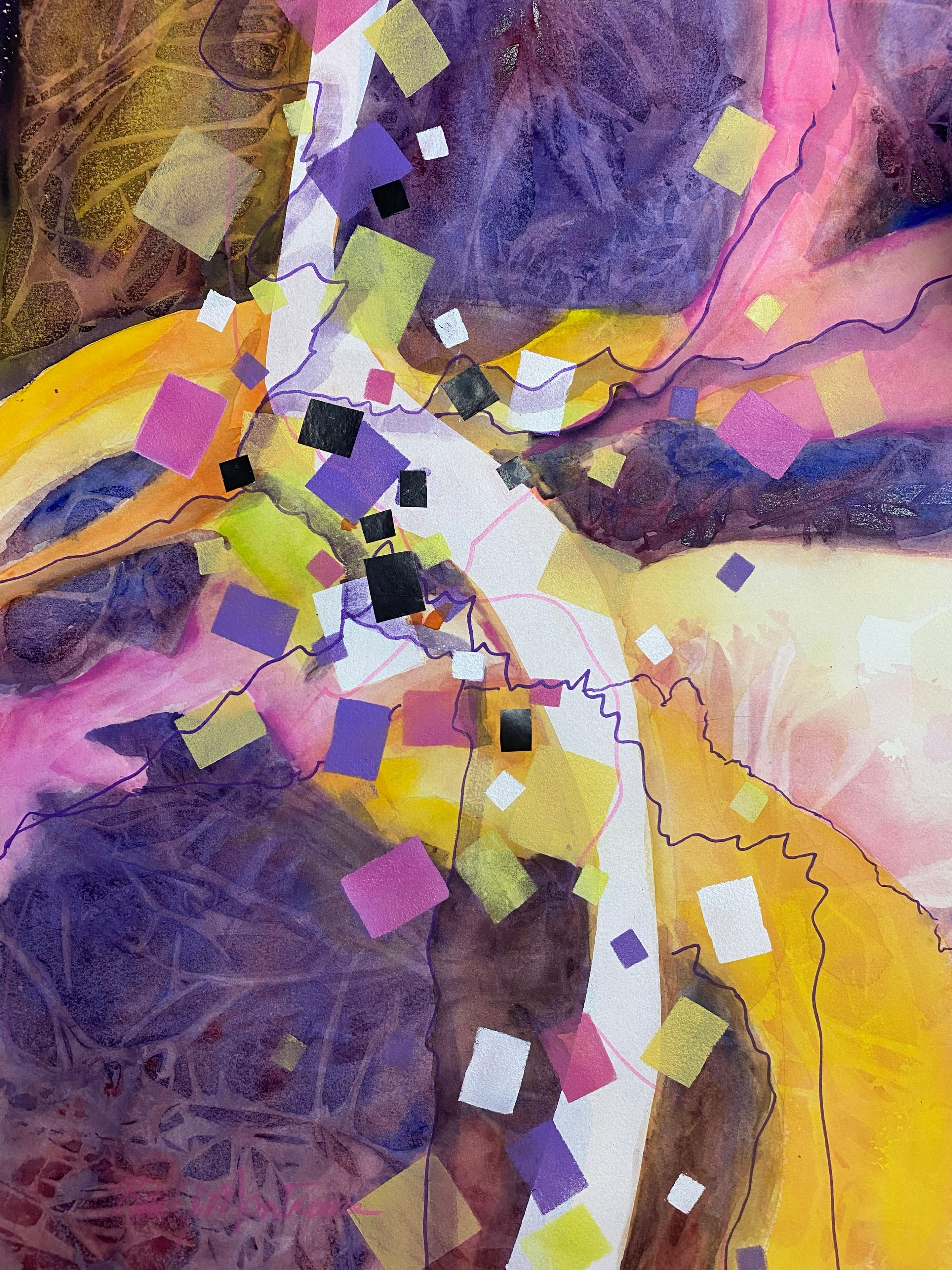 Party Hardy — Mixed media on paper by Rita Montrosse, fine art painter